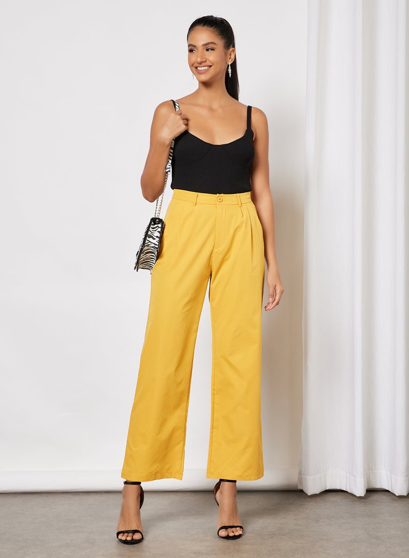 Aila - Women High Waist  Wide Leg Pants Yellow - Image 1