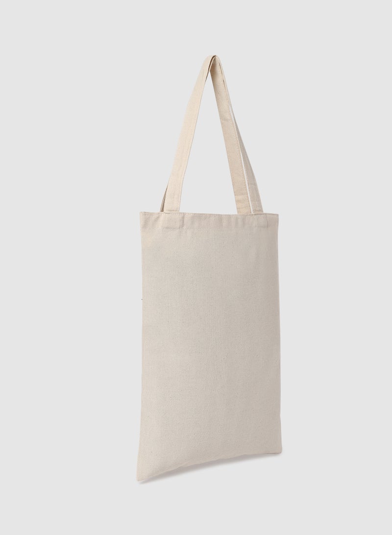 Amal - Beach Print Canvas Shopping And Grocery Bag Color Shade May Vary Blue/Beige - Image 1