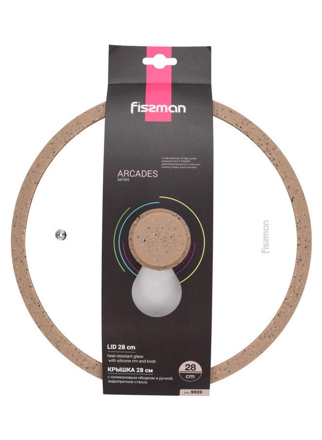 Fissman Glass Lid Arcades With Marble Silicone Rim Transparent with Marble Silicone Rim 28cm  - Image 2