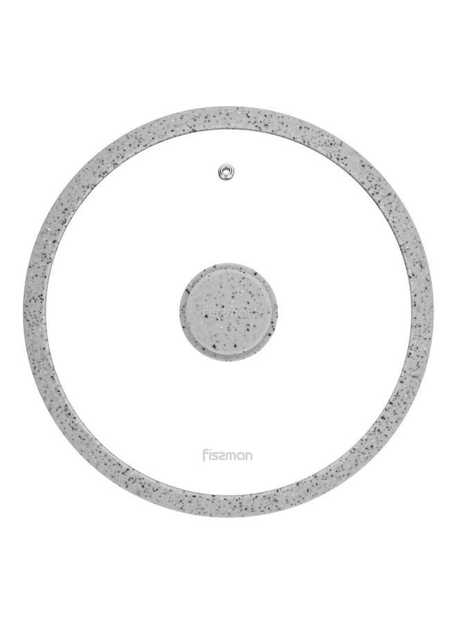 Fissman Glass Lid Arcades With Marble Silicone Rim White with Marble Silicone Rim 24cm  - Image 1