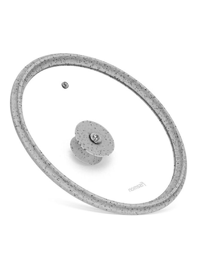 Fissman Glass Lid Arcades With Marble Silicone Rim White with Marble Silicone Rim 24cm  - Image 3