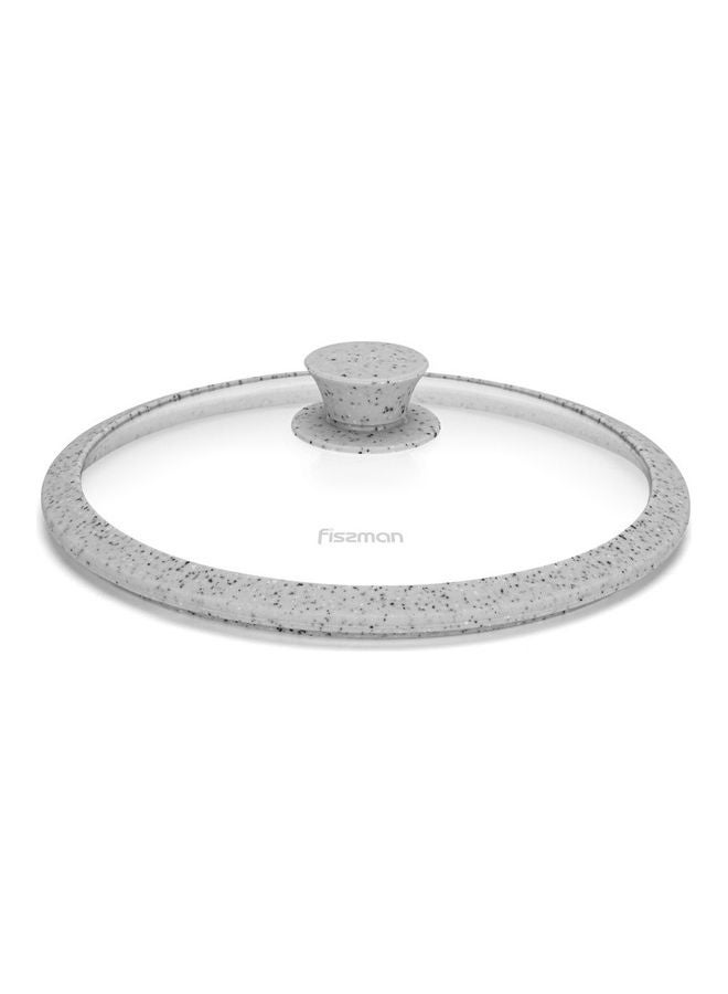 Fissman Glass Lid Arcades With Marble Silicone Rim White with Marble Silicone Rim 24cm  - Image 4