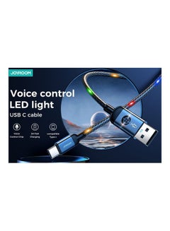 JOYROOM S-1230N16 Usb To Type-C Fast Charging And Data Cable With Voice Control Led Light Grey  - Image 3