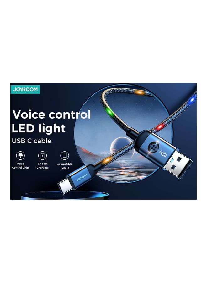 JOYROOM - S-1230N16 Usb To Type-C Fast Charging And Data Cable With Voice Control Led Light Grey - Image 1