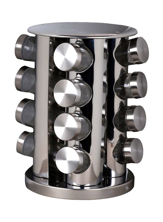 16-Piece Spice Jar Set With Stand Silver 6.5x6.5x11.5centimeter - https://f.nooncdn.com/p/v1642586421/N18636066A_1.jpg?width=original