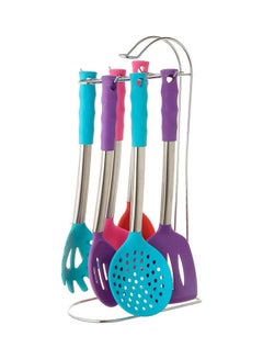 Silicone Cooking Utensils With Stainless Steel Handle And Holder Set, 6 Pieces Multicolour 20x11x38cm - v1642588756/N52452425A_2