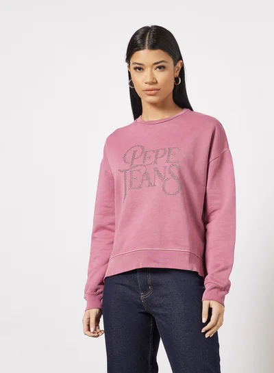 Pepe Jeans LONDON Evita Textured Sweatshirt Pink