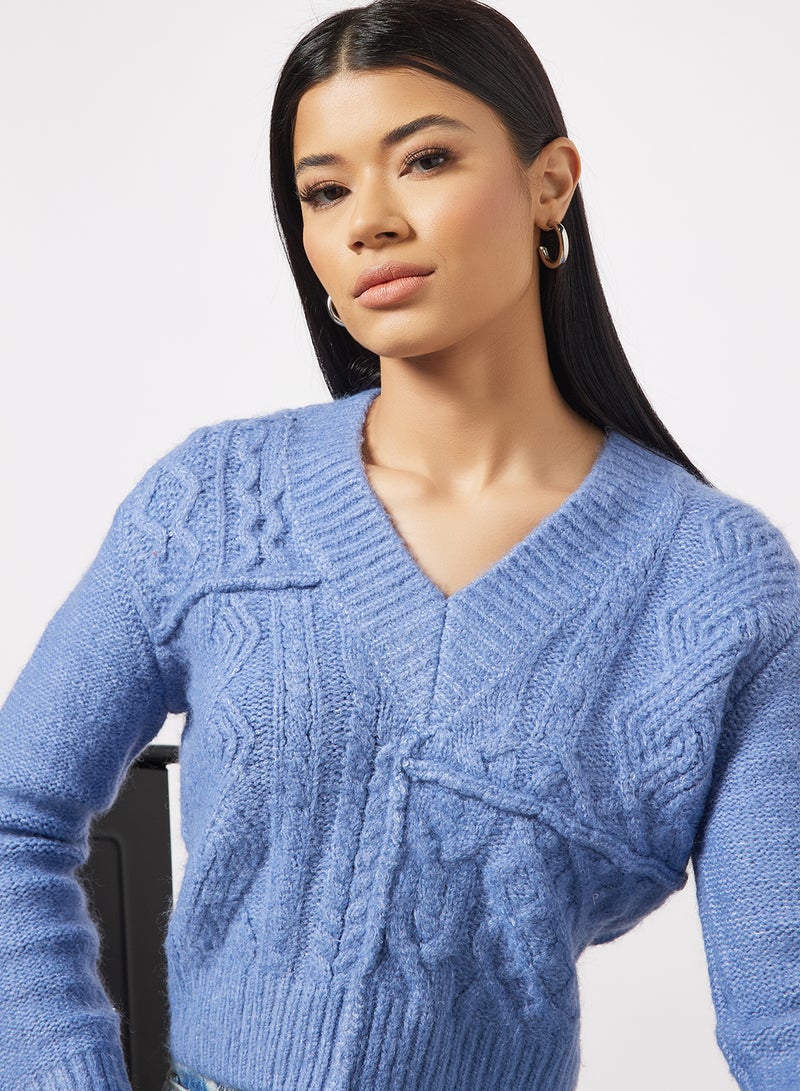 Pepe Jeans LONDON - Bego V-Neck Sweater Light Blue - Image 1