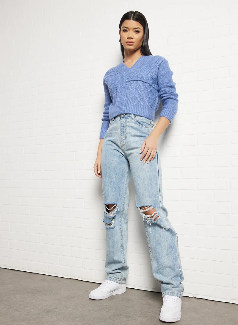 Pepe Jeans LONDON Bego V-Neck Sweater Light Blue