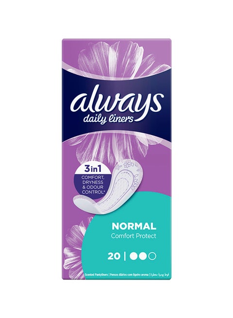 Daily Liners Comfort Protect Pantyliners, Normal, 20 Count