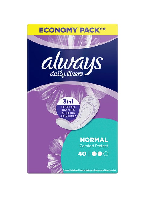 ALWAYS, Comfort Protect daily liners, Normal, Unscented, 40 Liners