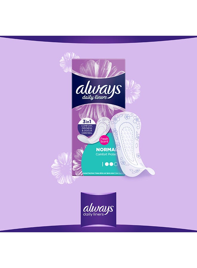 Always - Daily Liners Comfort Protect Pantyliners With Fresh Scent, Normal, 20 Count - Image 1