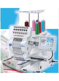 HappyJapan 7-Needle Single Head Computerized Embroidery Machine With 7” Touch Screen White  - Image 4