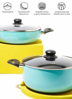 9-Piece 9 Piece Cookware Set - Aluminum Pots And Pans - Non-Stick Surface - Tempered Glass Lids - PFOA Free - Frying Pan, Casserole With Lid, Saucepan With Lid, Kitchen Tools - Mint Mint - v1642597820/N26127398A_2