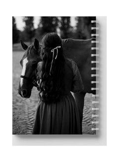 LOWHA Spiral 60 Sheets Notebook Horse And Girl for School Or Business Notes Grey/Black  - Image 5