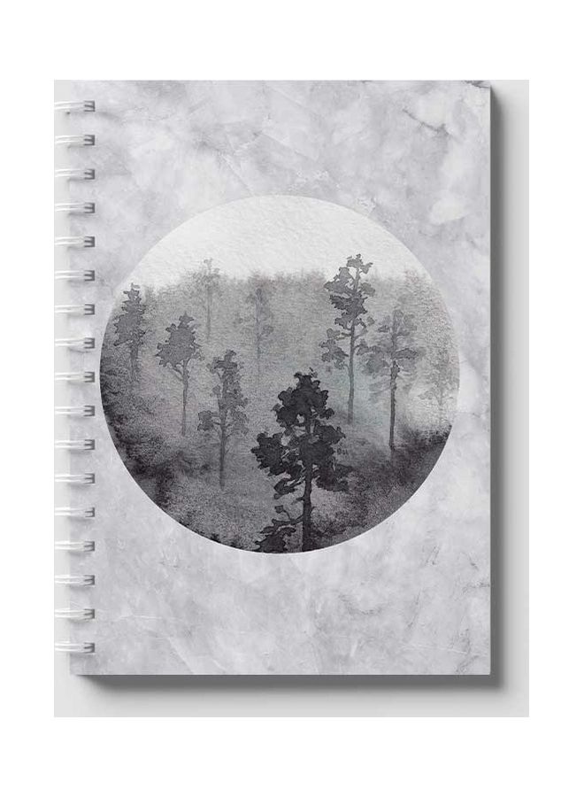 لوحة دفتر ملاحظات بسلك حلزوني مكون من 60 ورقة بتصميم قمر مناسب لتدوين ملاحظات المدرسة أو العمل أوف وايت/ رمادي - Image 1