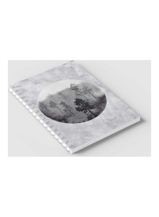 لوحة دفتر ملاحظات بسلك حلزوني مكون من 60 ورقة بتصميم قمر مناسب لتدوين ملاحظات المدرسة أو العمل أوف وايت/ رمادي - Image 2