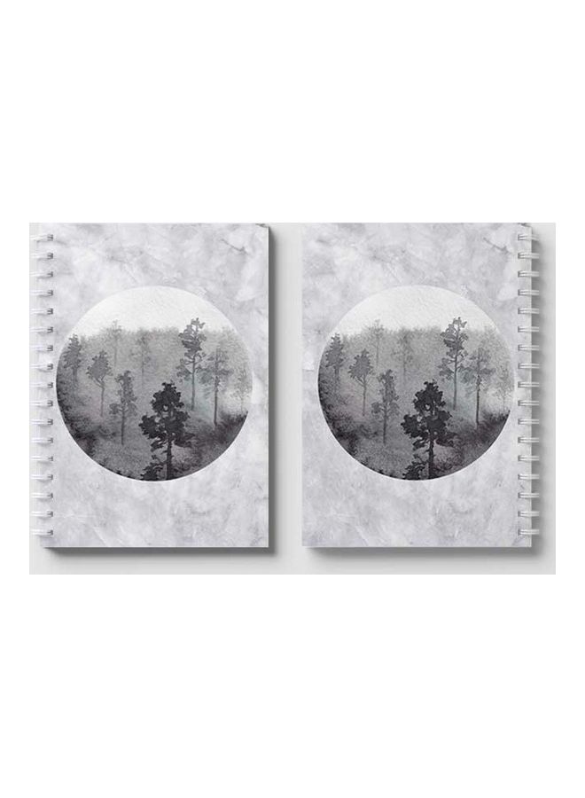 لوحة دفتر ملاحظات بسلك حلزوني مكون من 60 ورقة بتصميم قمر مناسب لتدوين ملاحظات المدرسة أو العمل أوف وايت/ رمادي - Image 4