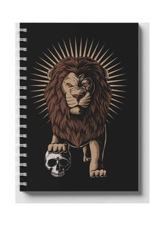 LOWHA Spiral 60 Sheets Notebook Lion Holding Skull for School Or Business Notes Black/Brown  - Image 1