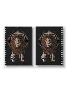 LOWHA Spiral 60 Sheets Notebook Lion Holding Skull for School Or Business Notes Black/Brown  - Image 4
