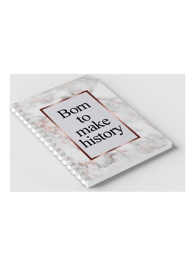LOWHA Spiral 60 Sheets Notebook Born Make History for School Or Business Notes White/Black - Image 2