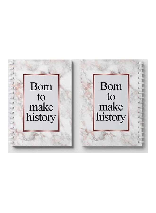 LOWHA Spiral 60 Sheets Notebook Born Make History for School Or Business Notes White/Black - Image 4
