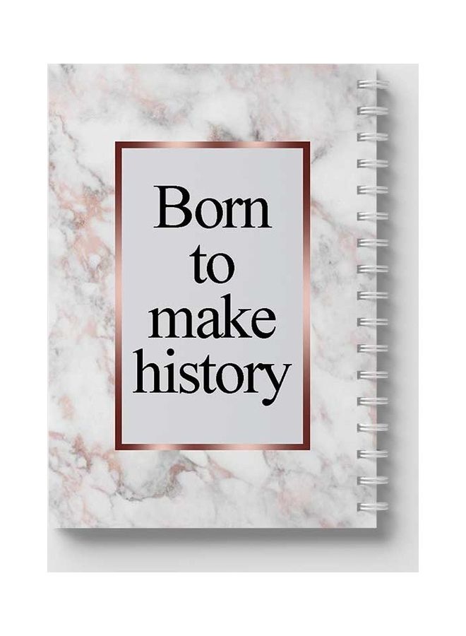 LOWHA Spiral 60 Sheets Notebook Born Make History for School Or Business Notes White/Black - Image 5