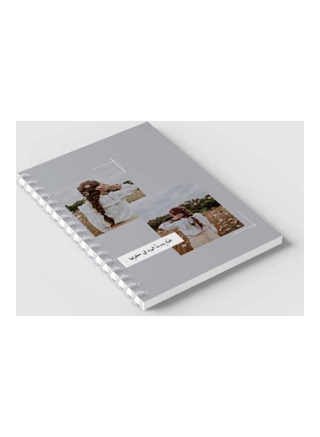 LOWHA Spiral 60 Sheets Notebook Flowers Girl for School Or Business Notes Grey/Brown/Green/White - Image 2