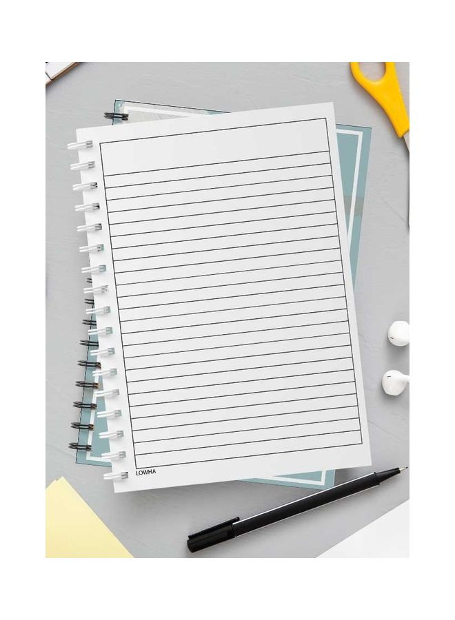 لوحة دفتر ملاحظات بسلك حلزوني يحتوي على 60 ورقة بتصميم عبارة "Our Lives" مناسب لتدوين ملاحظات المدرسة أو العمل أزرق/ رمادي/ أبيض - Image 3