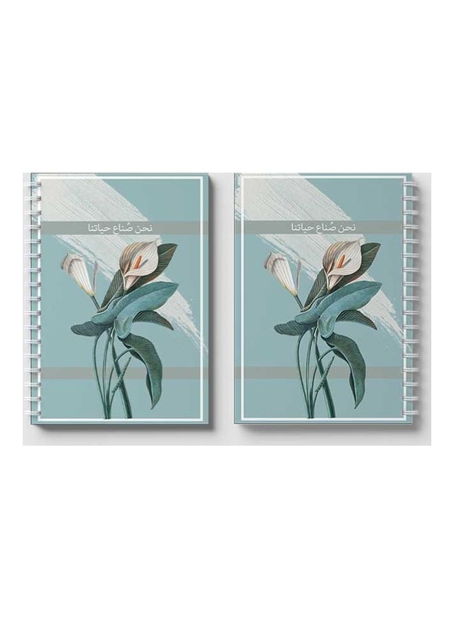 لوحة دفتر ملاحظات بسلك حلزوني يحتوي على 60 ورقة بتصميم عبارة "Our Lives" مناسب لتدوين ملاحظات المدرسة أو العمل أزرق/ رمادي/ أبيض - Image 4