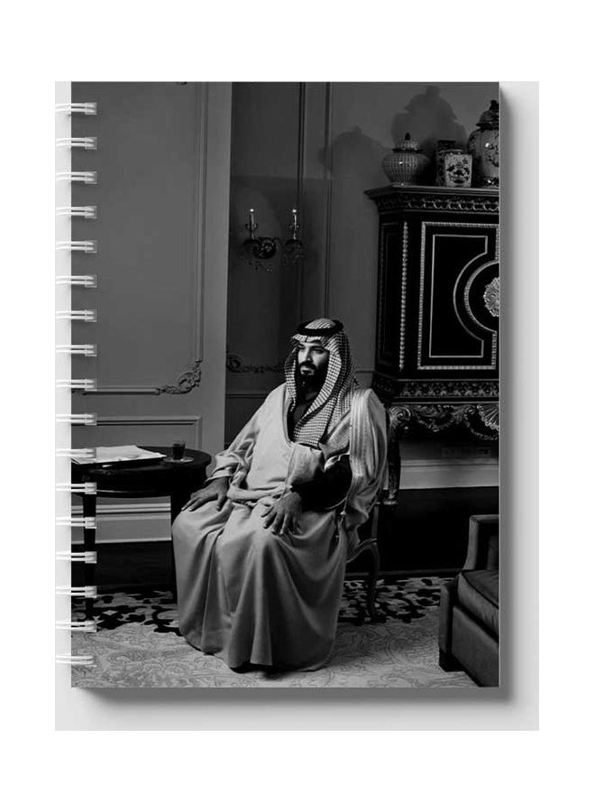 LOWHA - Spiral 60 Sheets Notebook Mohammad Bin Salman for School Or Business Notes Black/Grey - Image 1