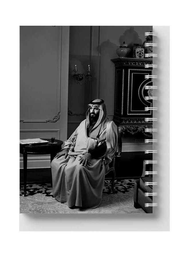 LOWHA - Spiral 60 Sheets Notebook Mohammad Bin Salman for School Or Business Notes Black/Grey - Image 1