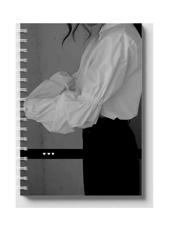 LOWHA Spiral 60 Sheets Notebook Small Hearts for School Or Business Notes Black/White  - Image 1