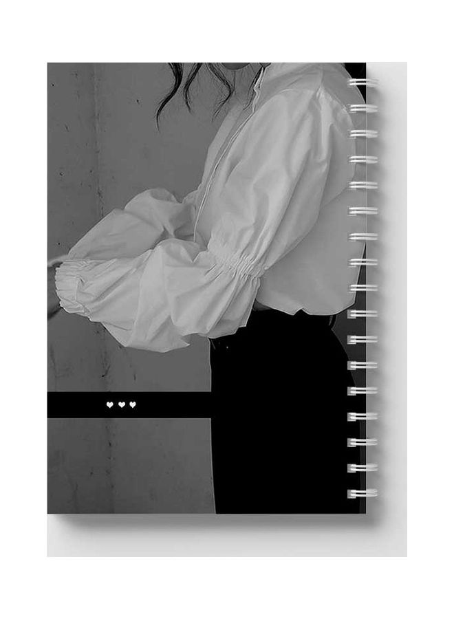 LOWHA Spiral 60 Sheets Notebook Small Hearts for School Or Business Notes Black/White  - Image 5