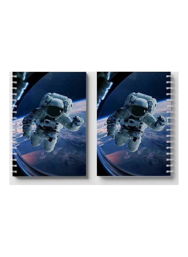 LOWHA - Spiral 60 Sheets Notebook Astronaut 2 for School Or Business Notes Blue/White - Image 1