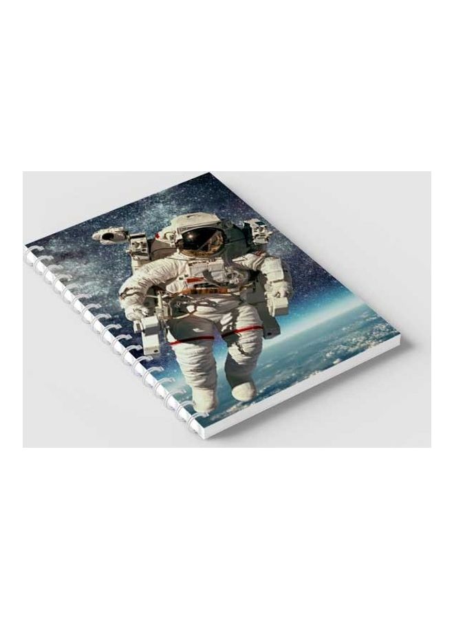 LOWHA - Spiral 60 Sheets Notebook Astronaut for School Or Business Notes Blue/White/Red - Image 1