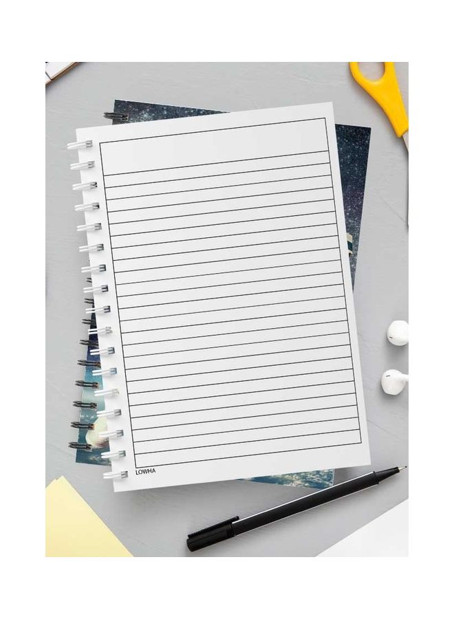 LOWHA - Spiral 60 Sheets Notebook Astronaut for School Or Business Notes Blue/White/Red - Image 1