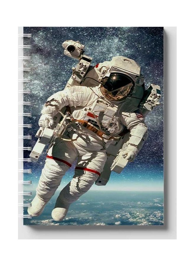LOWHA - Spiral 60 Sheets Notebook Astronaut for School Or Business Notes Blue/White/Red - Image 1
