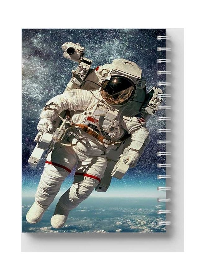 LOWHA - Spiral 60 Sheets Notebook Astronaut for School Or Business Notes Blue/White/Red - Image 1