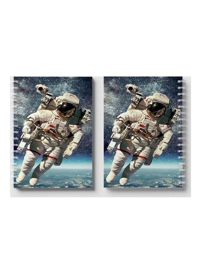 LOWHA - Spiral 60 Sheets Notebook Astronaut for School Or Business Notes Blue/White/Red - Image 1