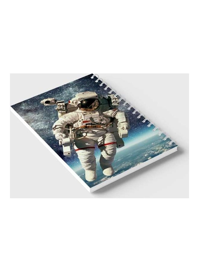 LOWHA - Spiral 60 Sheets Notebook Astronaut for School Or Business Notes Blue/White/Red - Image 1