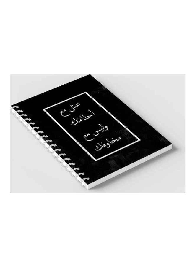 LOWHA Spiral 60 Sheets Notebook Live With Your Dreams for School Or Business Notes Black/White - Image 2