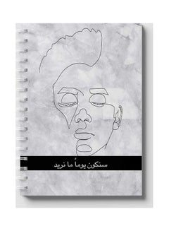 LOWHA Spiral 60 Sheets Notebook Quote With Paint for School Or Business Notes Grey/Black/White  - Image 1