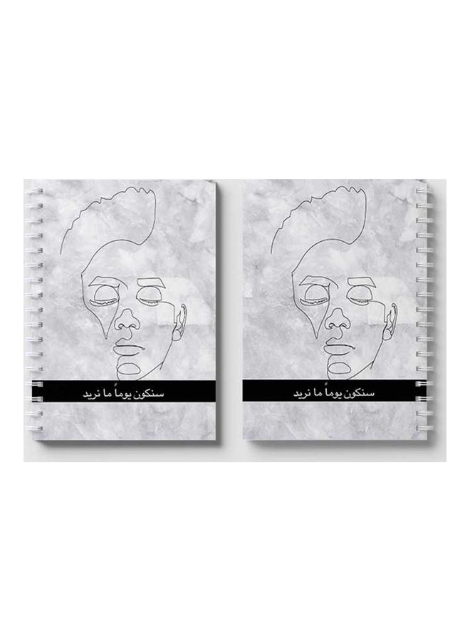LOWHA - Spiral 60 Sheets Notebook Quote With Paint for School Or Business Notes Grey/Black/White - Image 1