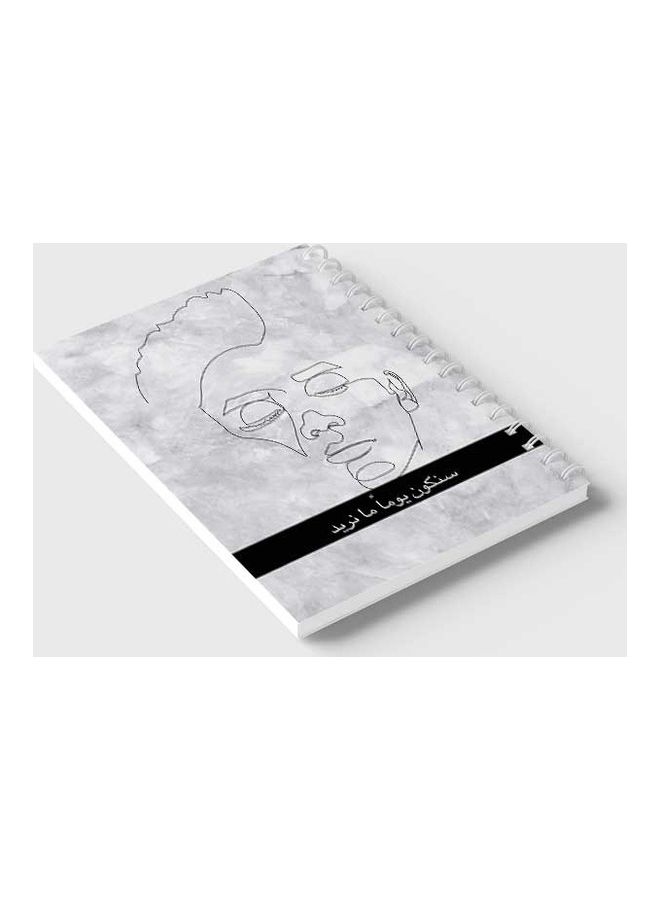 LOWHA - Spiral 60 Sheets Notebook Quote With Paint for School Or Business Notes Grey/Black/White - Image 1