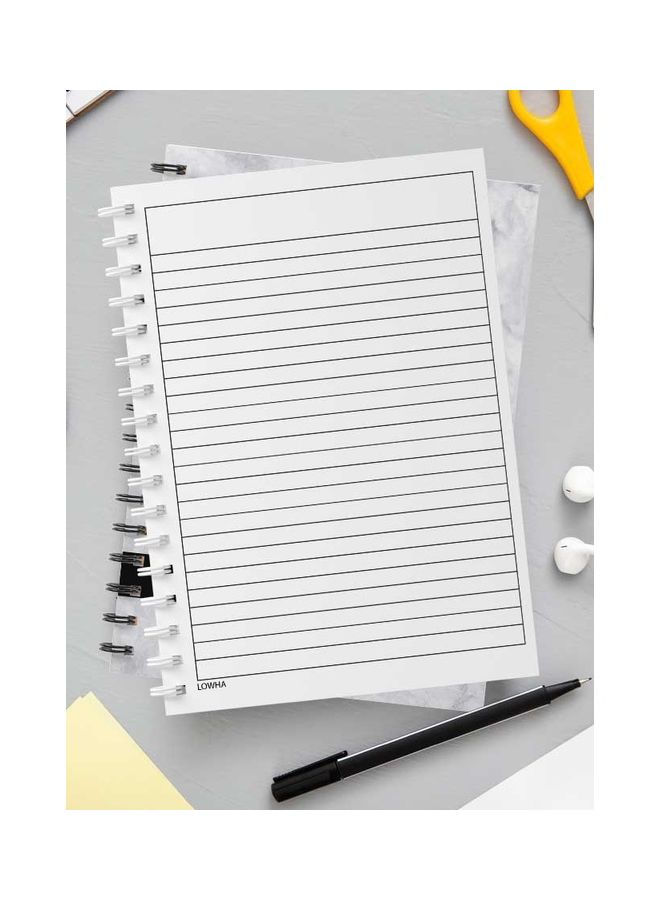 LOWHA - Spiral 60 Sheets Notebook Quote With Paint for School Or Business Notes Grey/Black/White - Image 1