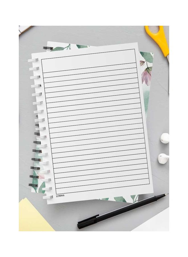 LOWHA - Spiral 60 Sheets Notebook Beautiful Days Will Come for School Or Business Notes White/Green/Pink - Image 1