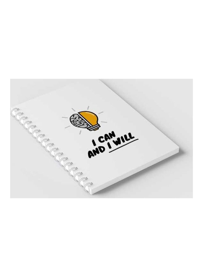 لوحة دفتر ملاحظات بسلك حلزوني يحتوي على 60 ورقة بطبعة عبارة "I Can And I Will" مناسب لتدوين ملاحظات المدرسة أو العمل متعدد الألوان - Image 2
