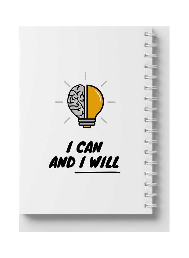 لوحة دفتر ملاحظات بسلك حلزوني يحتوي على 60 ورقة بطبعة عبارة "I Can And I Will" مناسب لتدوين ملاحظات المدرسة أو العمل متعدد الألوان - Image 5