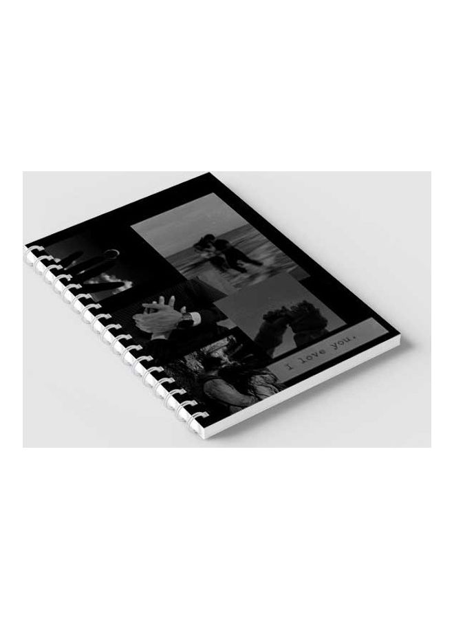LOWHA Spiral 60 Sheets Notebook I Love You for School Or Business Notes Black/Grey  - Image 2